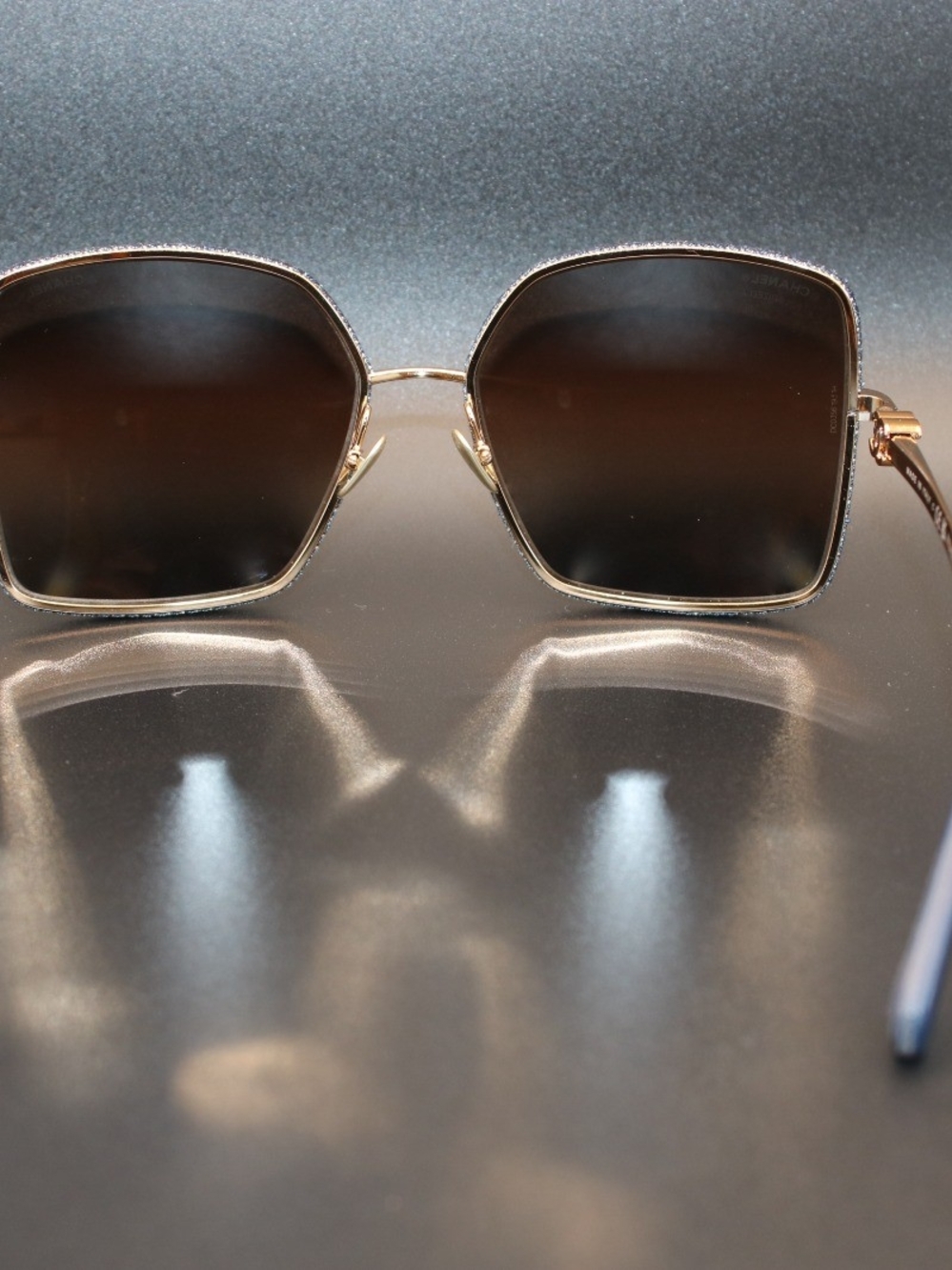 CHANEL Gold Frame Brown Gradient Lens Women's Sunglasses